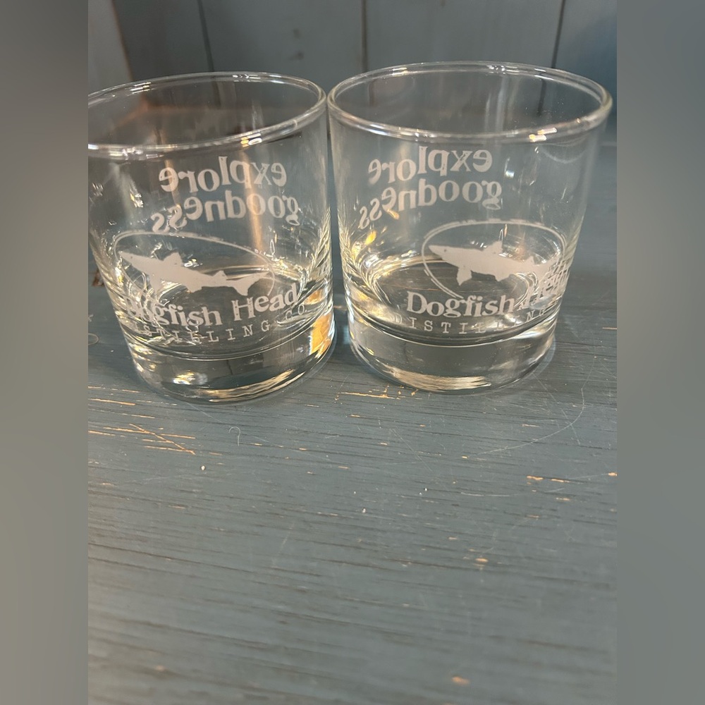 Dogfish Head Whiskey Glasses - Set of 2 | 3.5" H 3" Diame